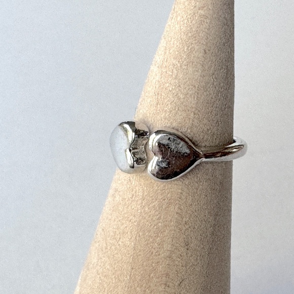 Double Heart Ring size 3, silver - Picture 10 of 10